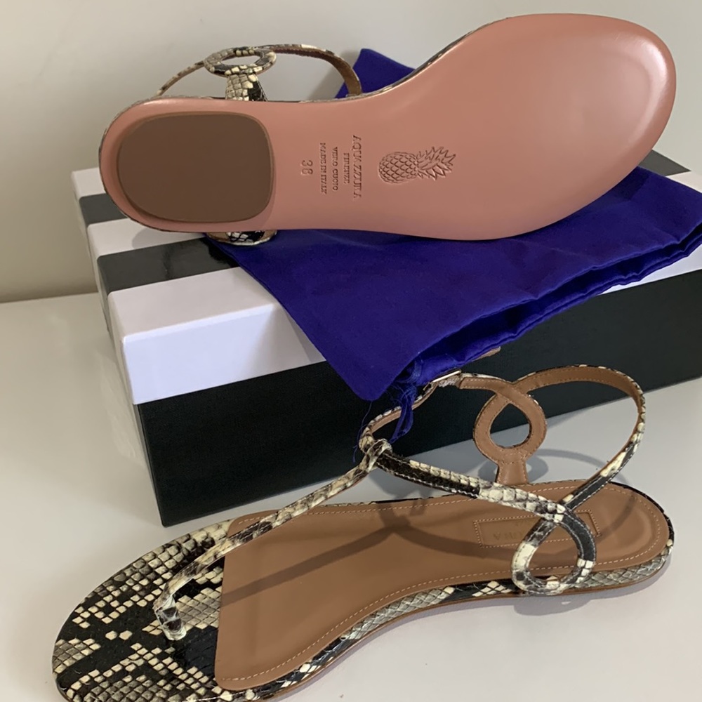 NWT Aquazzura “Almost bare” python sandal sz38 - Picture 4 of 8